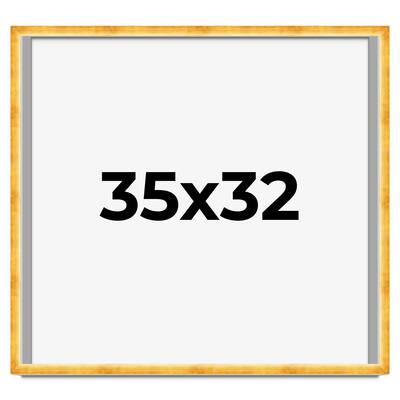 35x32 Shadow Box Frame Gold | 1.625 Inches Deep Real Wood Traditional
