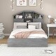 preview thumbnail 2 of 12, Gray Full Size Wood Platform Bed with House-shaped Storage Headboard and 2 Drawers for Bedroom