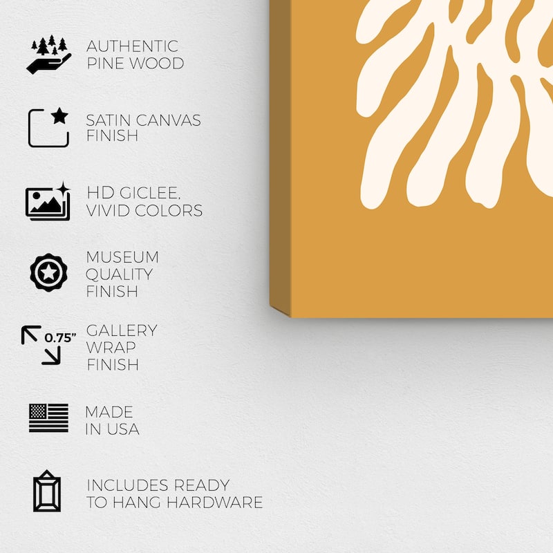 Wynwood Studio Canvas Abstract Fern Poster Brown and Ochre Modern & Contemporary Wall Art Canvas Print