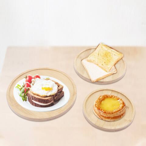Dinner Plates Christmas Dessert Bamboo Round Serving Tray Set of 3