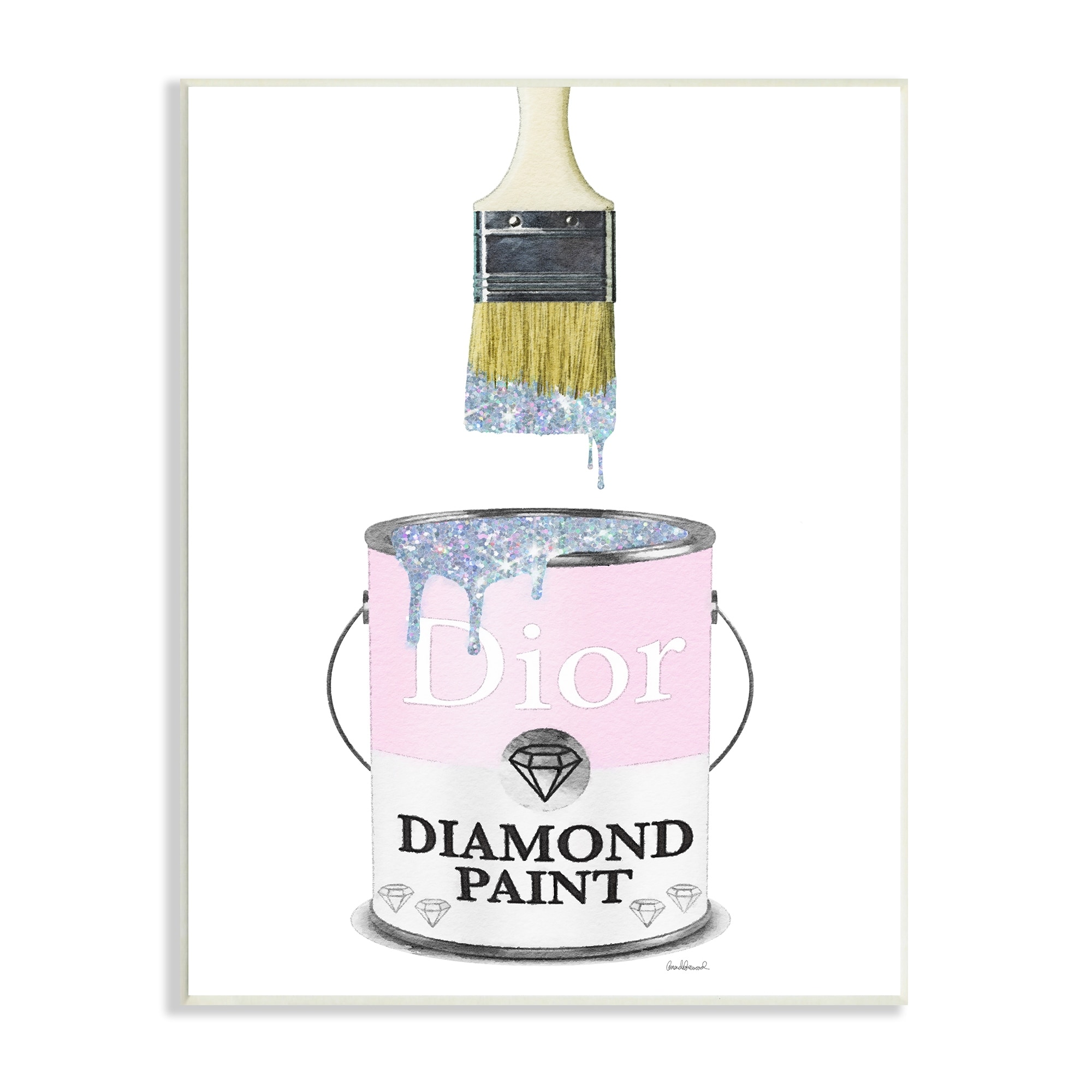 Stupell Glam Pop Diamond Pink Paint Can Sparkle Brush Wood Wall Art - White  - On Sale - Bed Bath & Beyond - 34865595