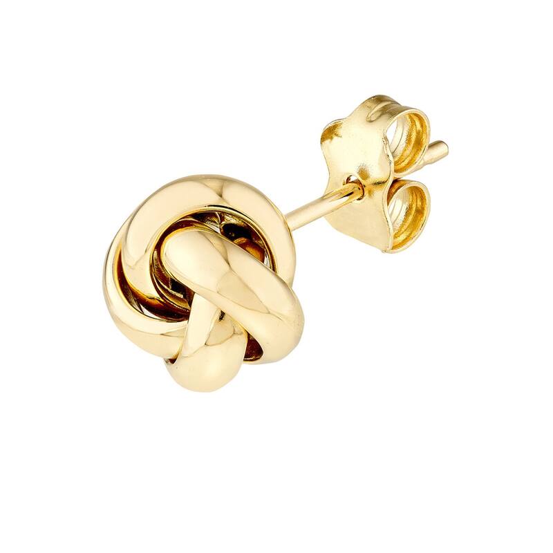 Marquee Jewels 14K Yellow Gold Puffed Love Knot Stud Earrings