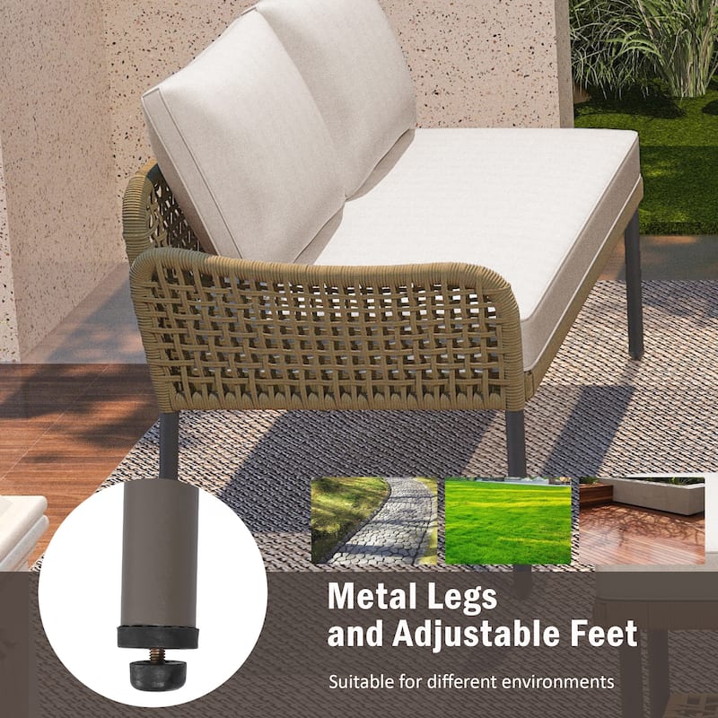 6-Piece Rope Patio Furniture L-Shaped Set