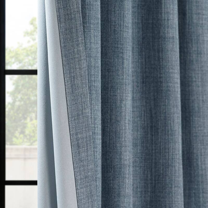 Exclusive Fabrics Textured Faux Linen Room Darkening Curtains for Bedroom & Living Room Curtains (1 Panel)