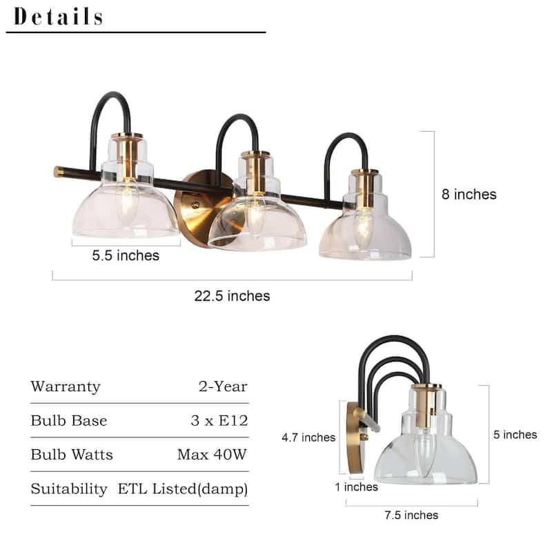 Modern 1/2/3/4 Lights Black Gold Bathroom Vanity Light Fixture Farmhouse Wall Sconce Light for Bathroom