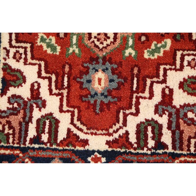 Rust Geometric Heriz Oriental Wool Area Rug Handmade Home Decor Carpet - 2'0" x 3'0"