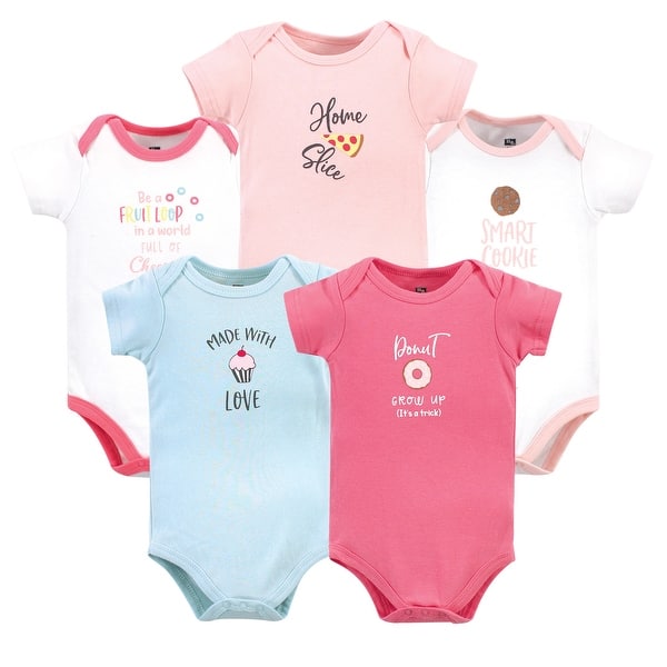slide 1 of 1, Hudson Baby Infant Girl Cotton Bodysuits 5pk, Food Girl 0-3 Months - Food Girl