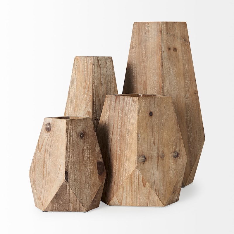 Allen II Natural Brown Wood Vase (15.3" Tall)