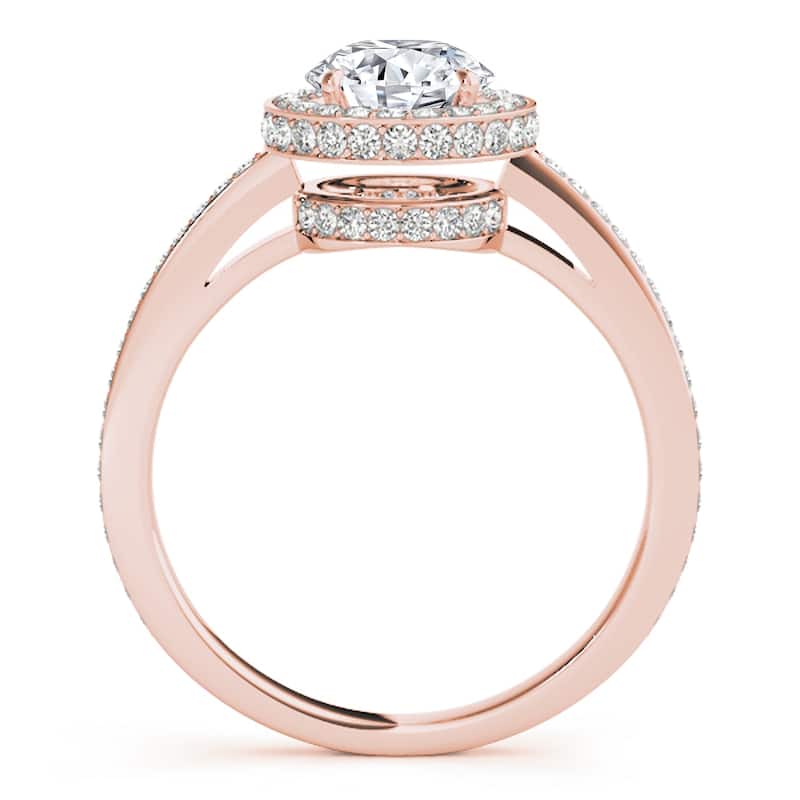 Auriya 14k Rose Gold Lab Grown Round Diamond Halo Engagement Ring 0.50 to 5.00 ct. tw. (F-G VS)