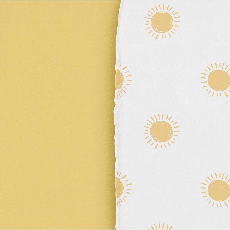 Sweet Jojo Designs White and Yellow Boho Sun Boy, Girl, Unisex/Gender Neutral 2 Pack Baby Bassinet Fitted Sheets - Solid Mustard