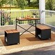 preview thumbnail 5 of 5, Black Rattan Acacia Wood Convertible Picnic Bench Table Set with Storage - 66" × 18" × 32"