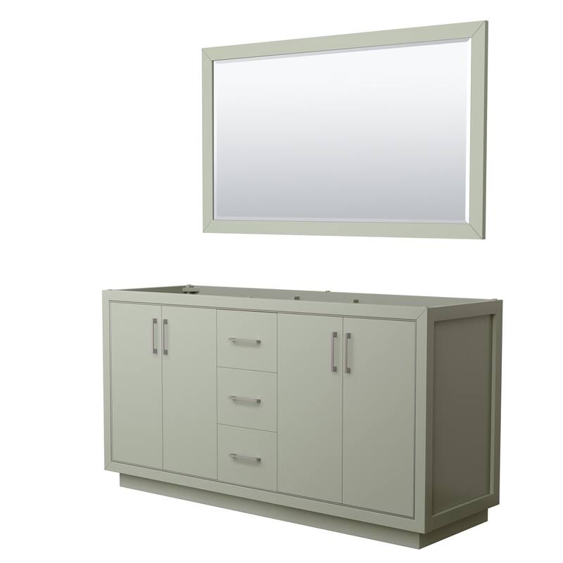Wyndham Collection WCF1111-66D-CX-M58 Icon 66" Double Free Standing - Light Green / Brushed Nickel Hardware