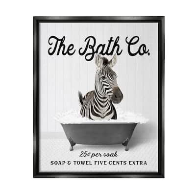 Stupell Zebra in Vintage Tub Framed Floater Canvas Wall Art Design by Lettered and Lined