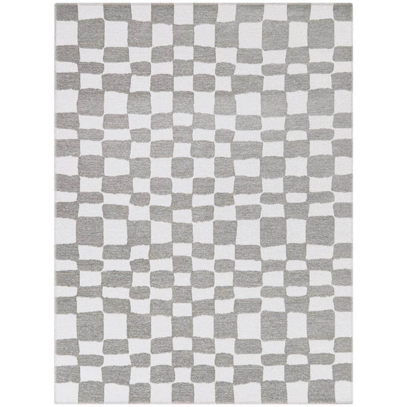 Straker Abstract Checkered Indoor/Outdoor Area Rug - 5'3" x 7' - Grey