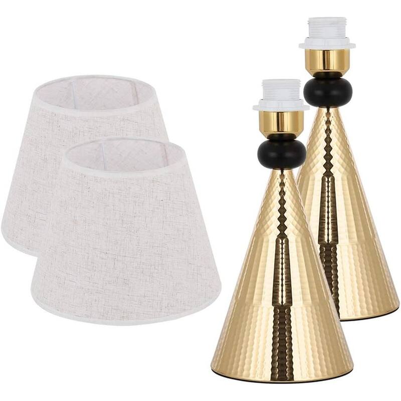 Modern Table Lamps Set of 2 with Hammered Metal Base - 2 PCS