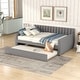 preview thumbnail 14 of 24, Full Size Upholstered Daybed with Trundle, Velvet Sofa Bed Frame with Backrest and Wood Slat Support, No Box Spring Needed Grey - Full