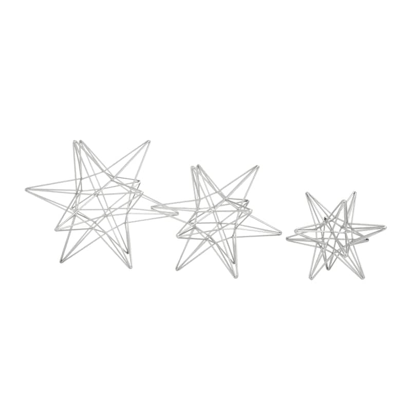 CosmoLiving by Cosmopolitan Silver Iron Contemporary Sculpture 11 x 9 x 7 - 12", 9", 7"H S/3