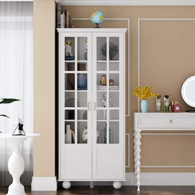 Media Storage Cabinet Acrylic GlassDoor Bookcase Kitchen Buffet Office