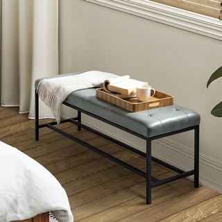 HULALA HOME Horst 50 in.W Contemporary Upholstered Bench with Metal Legs