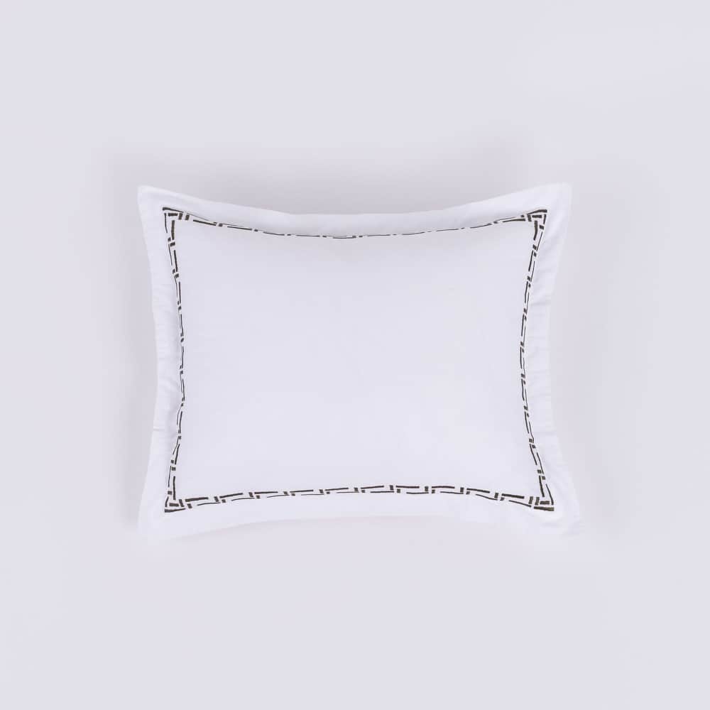 Ellis, Cotton Sateen, White/Saddle, Duvet Cover or Sham