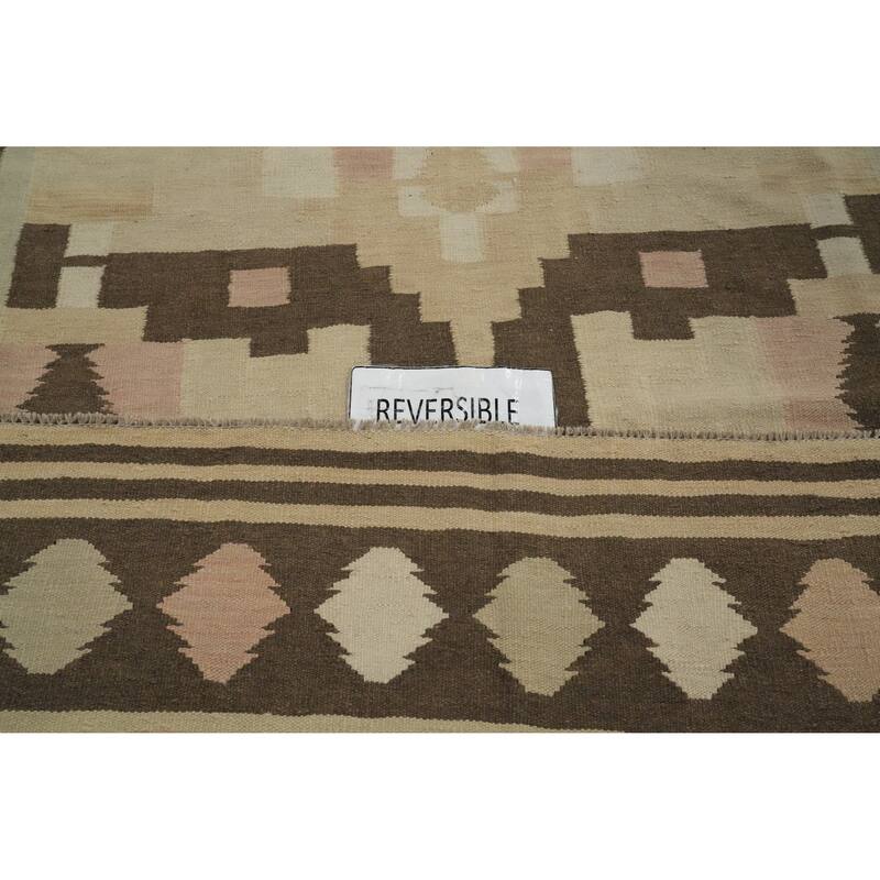 Hand Woven Oriental 100% Wool Carpet Southwestern Tribal Multi-Colored Kilim Area Rug - 9' 11'' X 6' 8''