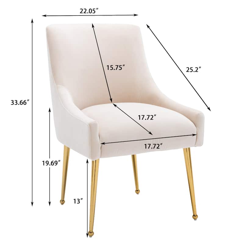 Clihome Stainless Steel Frame Dining Velvet Side Chairs(Set of 2)