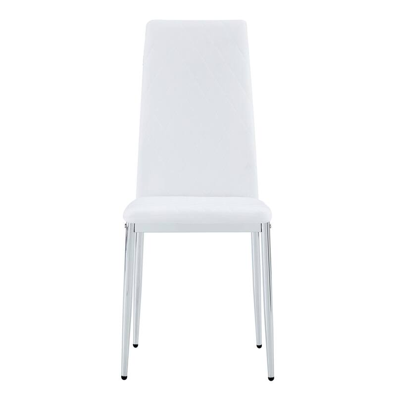 Modern 6 Piece PU Leather Kitchen Dining Chairs with Cushions, Metal Legs, Extended Backrest for Dining Room Kitchen Living Room