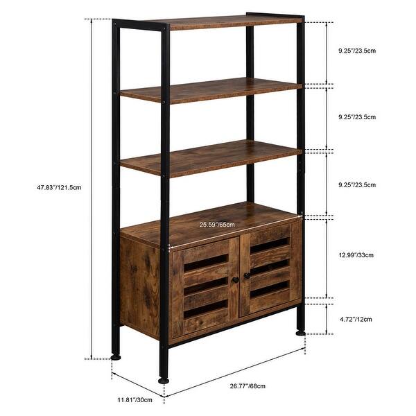 4-Tier Industrial Bookcase with 3 Shelves and Cabinets - Bed Bath ...