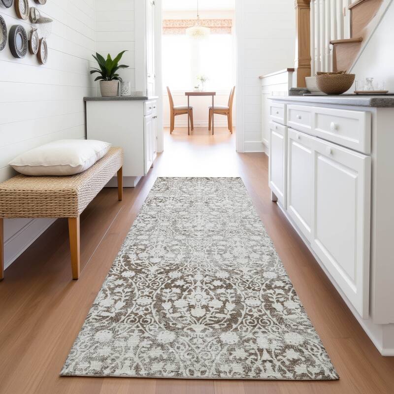 Premium Washable Super Soft Vintage Traditional Mayfield Rug - Chocolate - 2'3" x 7'6"