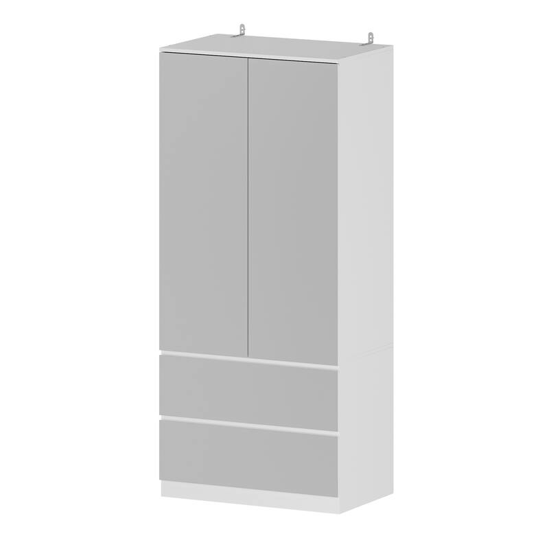 Modular Wardrobe (White with All Mirror) Closet Cabinet Armoires