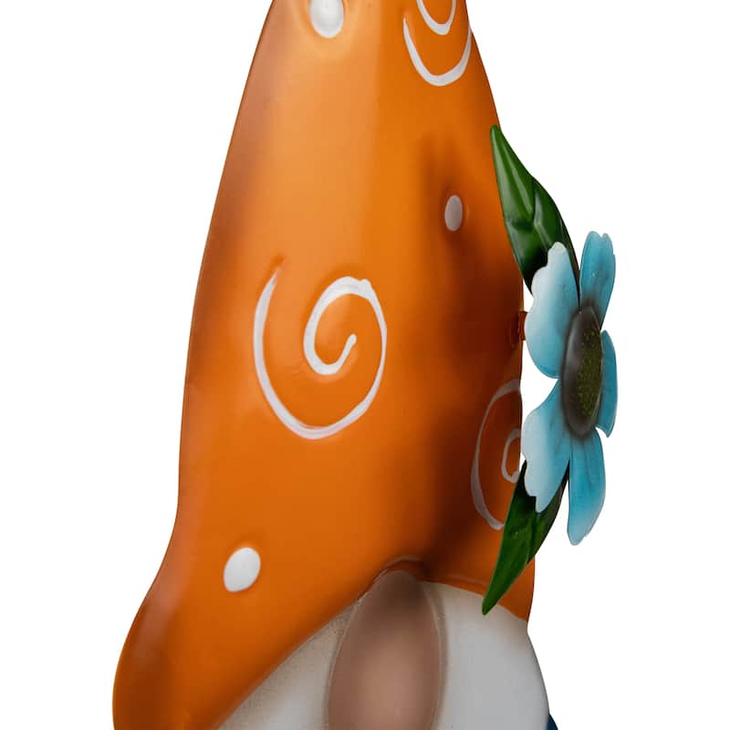 Welcome Friends Gnome Spring Outdoor Garden Stake - 22" - Orange