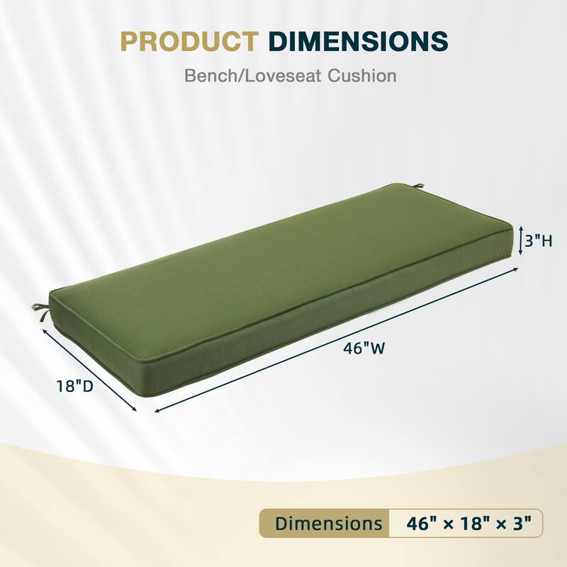 Aoodor Patio Furniture 46" x 18" x 3.1" Outdoor Bench Cushion