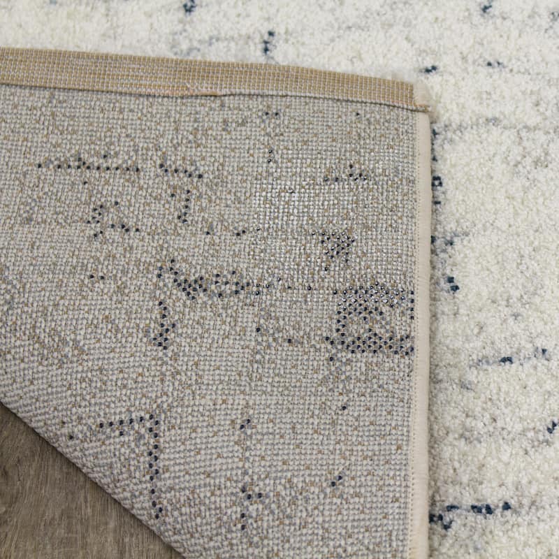 Soft Collection - Cream/Blue Soft Grid Rug - 2'0" x 3'7"