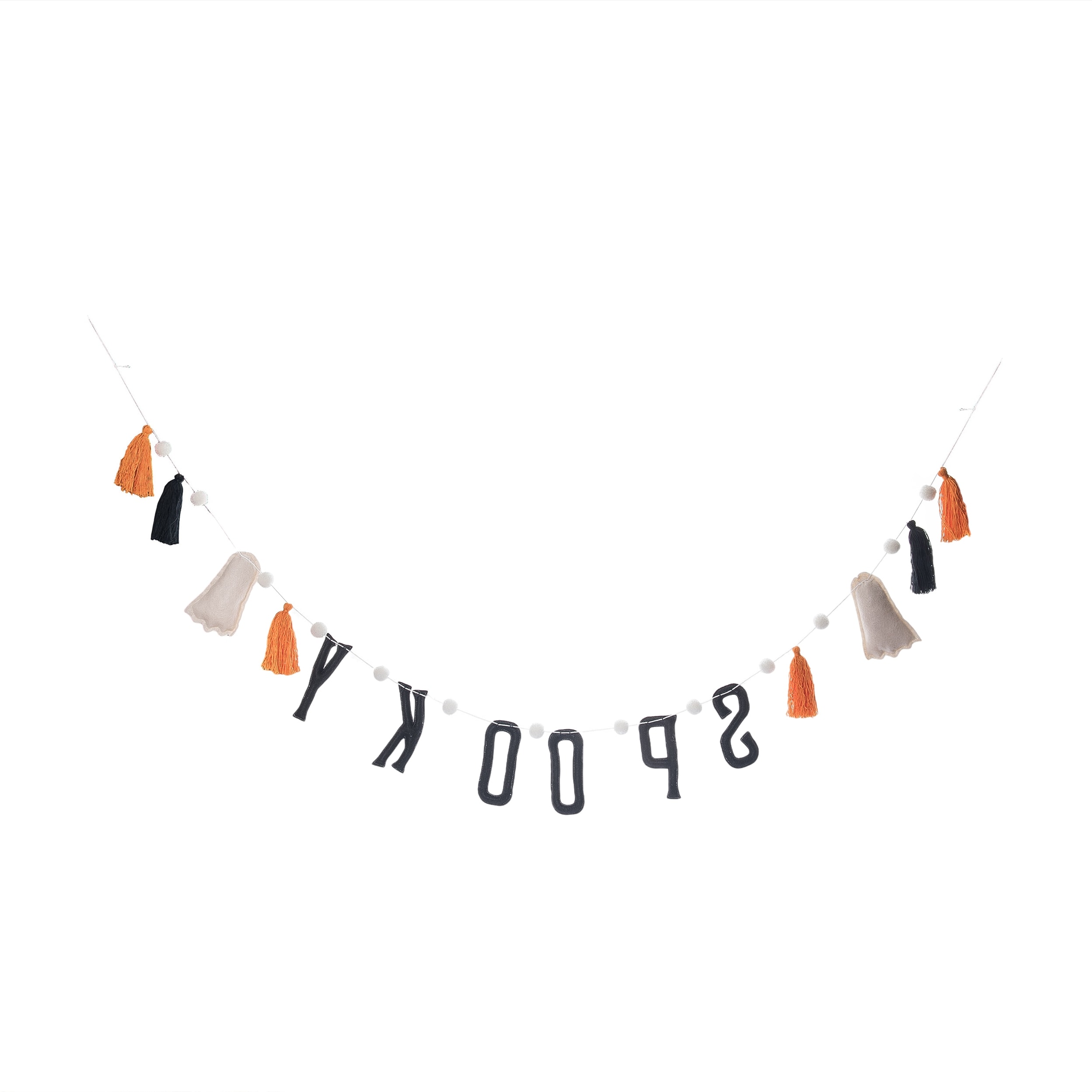 Halloween Spooky Ghost & Tassel Garland Multicolor Fabric Banner