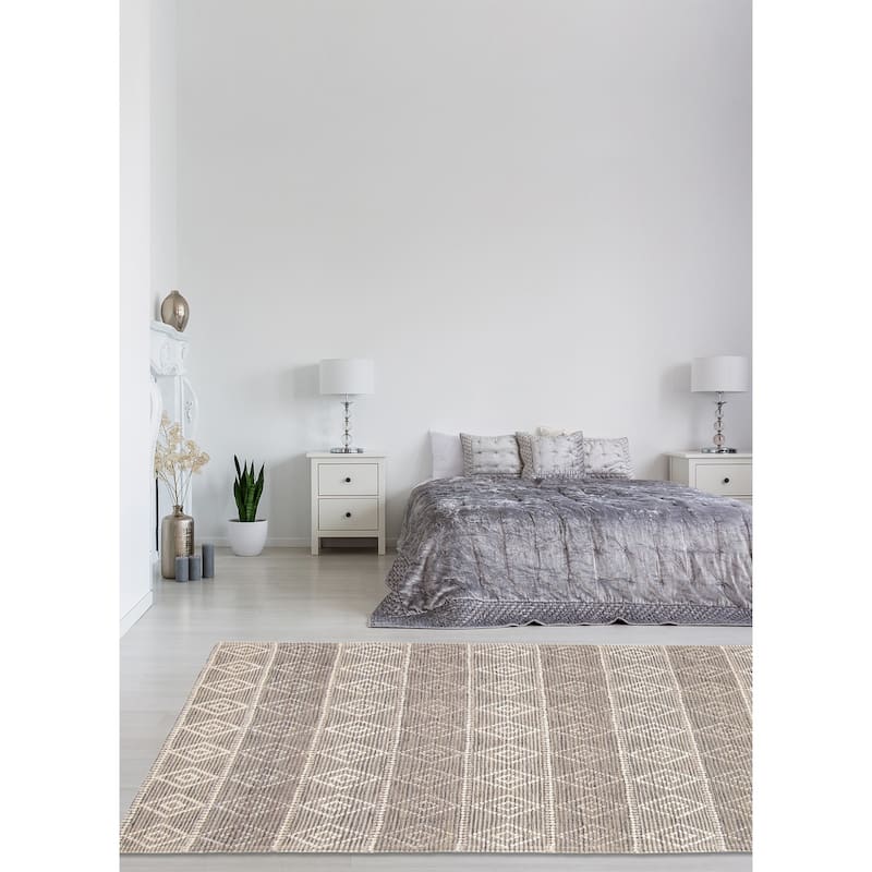 ECARPETGALLERY Braid weave Sienna Brown Wool Rug - 5'2 x 8'8