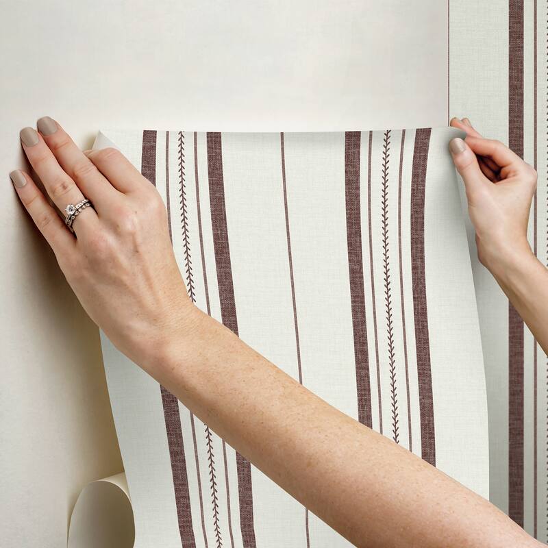 NuWallpaper Brownstone Boys Townhouse Stripe Maroon Peel and Stick Wallpaper - N/A