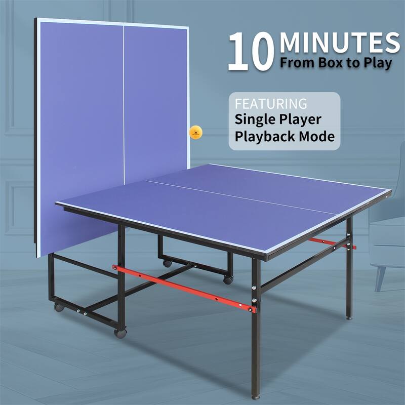 8ft Mid-Size Table Tennis Table Foldable &Portable Ping Pong Table Set