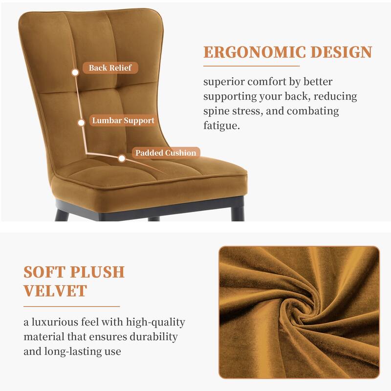 Modern Velvet Upholstered Dining Chairs, Set of 2/4 - 35.8"H x 18.9"W x 23.2"D