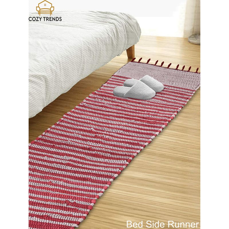 Handwoven Cotton Washable Runner Rugs - Perfect for Kitchen, Hallway, Entryway - 12X72 | 12X108 Inches