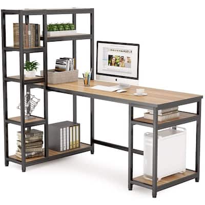 67" Reversible Large Computer Desk with Storage Shelves
