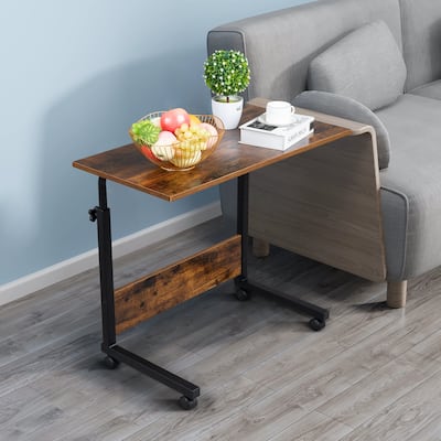 Rolling & Height adjustable Side Table,Modern End Table