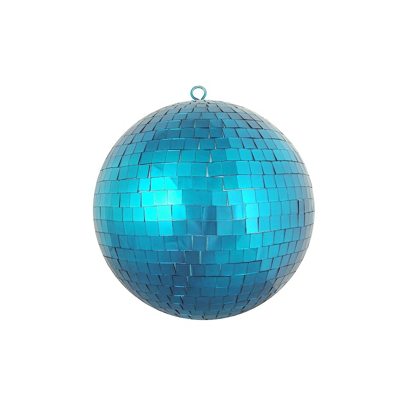 Mirrored Disco Ball Christmas Ornament - 8" (200mm) - Peacock Blue