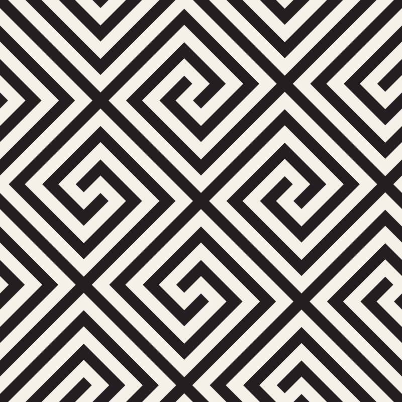 Modern geometrical shape Peel and Stick wallpaper - 10'ft H x 24''inch W - 10'ft H x 24''inch W - Black