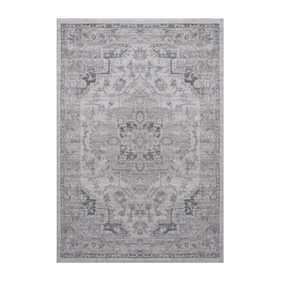LOOM & LUXE Collection Ivory/Beige/Oriental Non-Shedding Area Rug
