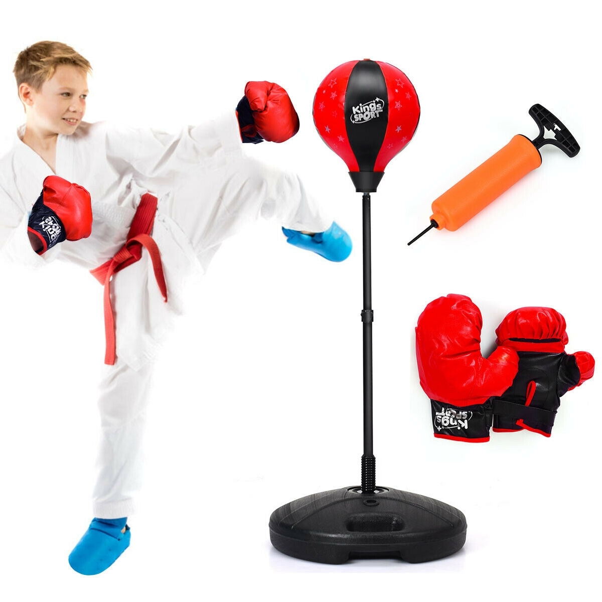 Children Boxing Set Glove Stand Exercise Equipment Punching Speed Ball Stand