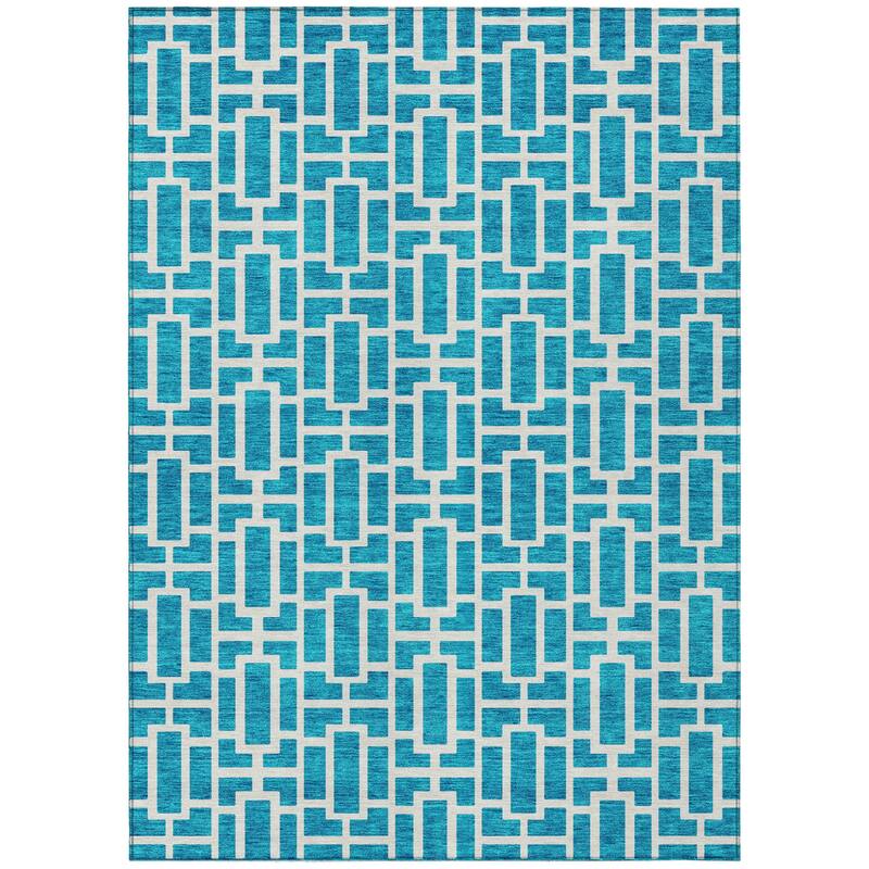 HomeRoots Geometric Transitional Rectangle Outdoor Rug