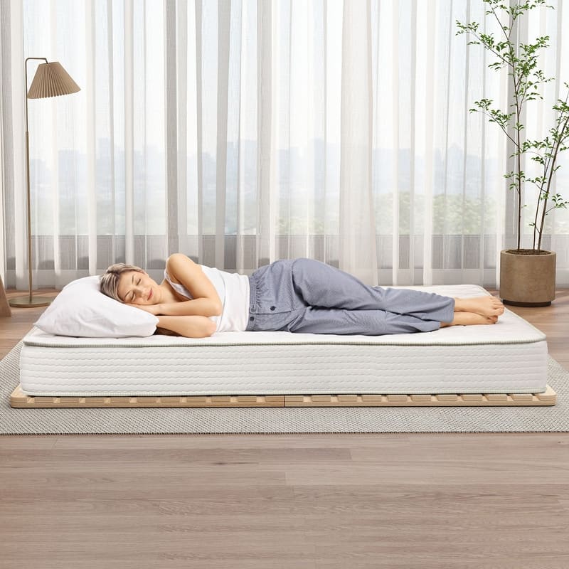 Solid Pine Wood Foldable Slatted Bed, Tatami Mat Floor Sleep Bedding