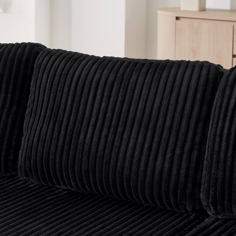 132.48" 5-Seat U-Shaped Modular Sectional Sofa with Sleeper Function, Corduroy Upholstery and No Assembly Required