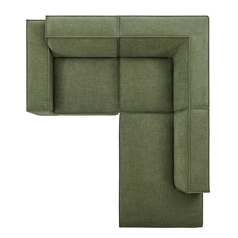 Restore 3-Piece Performance Fabric Upholstered Modular L-Shaped Sectional Sofa
