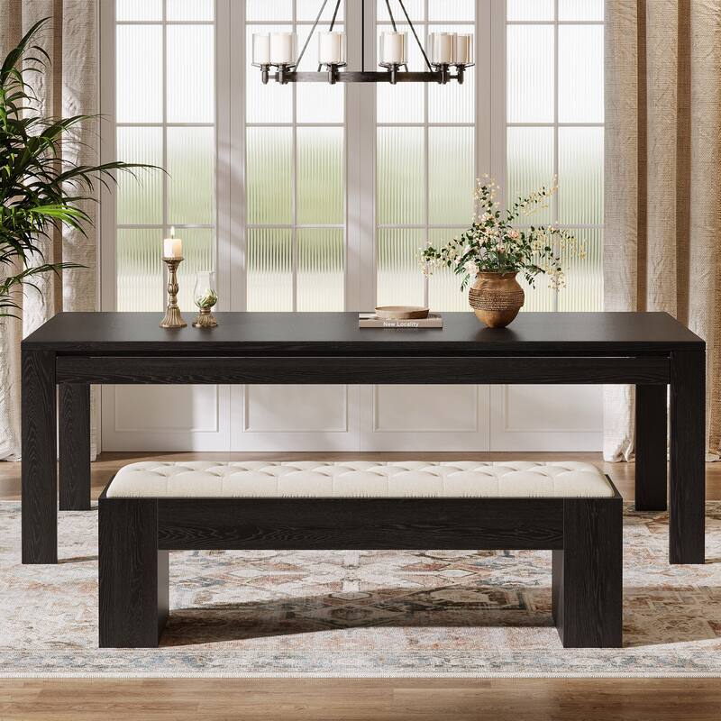 55" Dining Bench with Padded Seat Cushion, Entryway Upholstered Bench